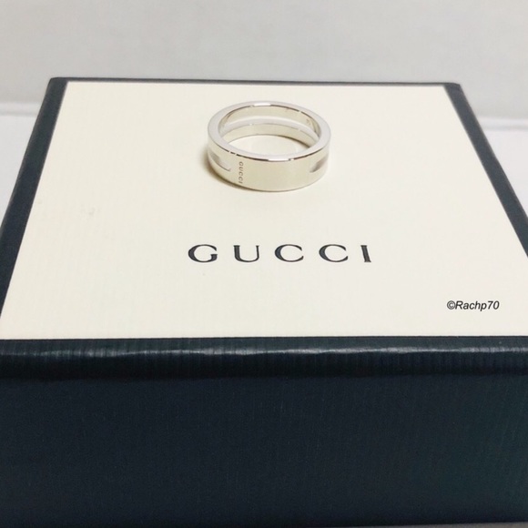 New Authentic Gucci Trademark Ring w/ Cut-Out Band - Picture 7 of 8